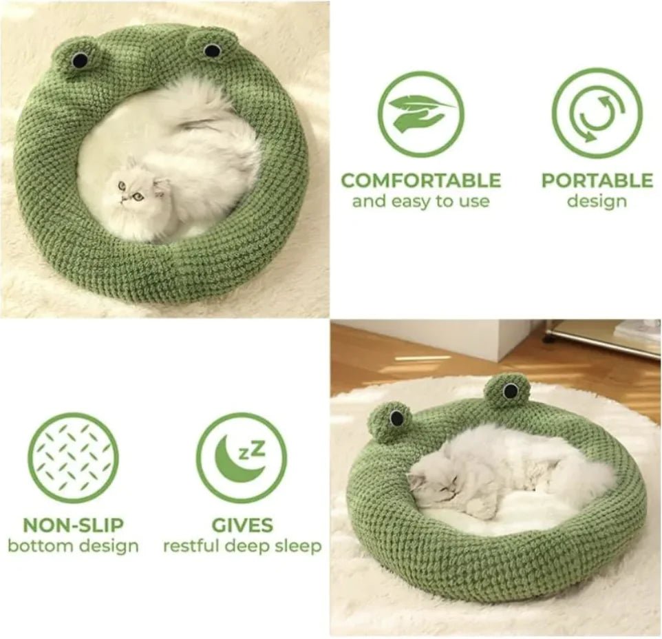 Cartoon Frog - Shaped Pet Bed - Fetch Pet Hub